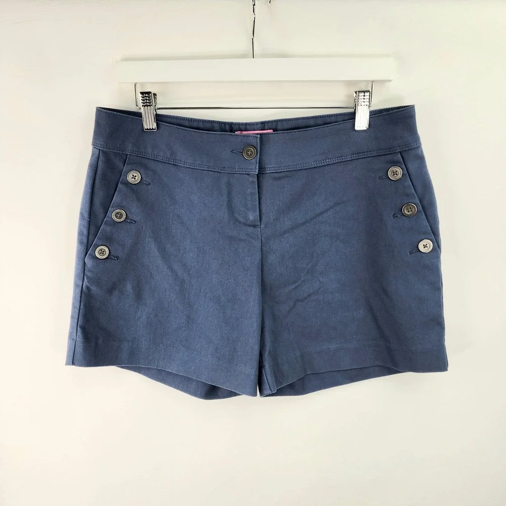 Isaac Mizrahi New York Blue Tailored Shorts Women's 6 Chambray Blue Sailor